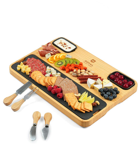 Cheese and Cracker Tray With Slate Plate by Royal Craft Wood