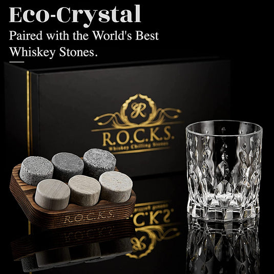 THE CONNOISSEUR'S SET - MONARCH GLASS EDITION by R.O.C.K.S. Whiskey Chilling Stones