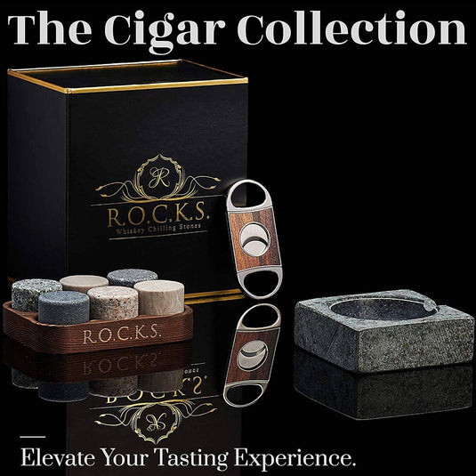 The Gentleman's Set - Cigar Aficionado by R.O.C.K.S. Whiskey Chilling Stones