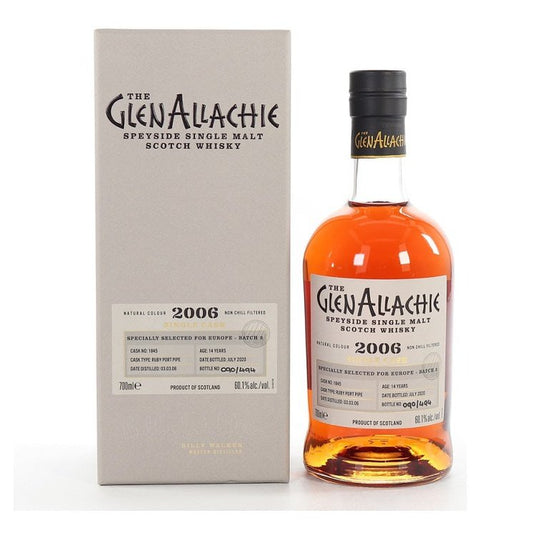 The GlenAllachie 14 Year Old 2006 Single Cask Ruby Port Pipe Speyside Single Malt Scotch Whisky