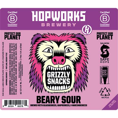 Hopworks Grizzly Snacks Beary Sour