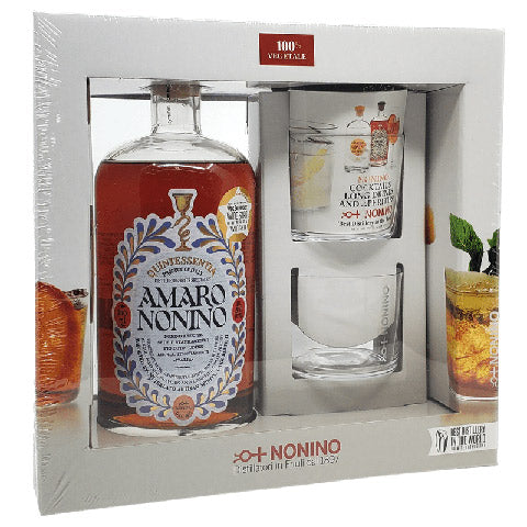 Nonino Quintessentia Amaro Liqueur w/2 Tumblers Gift Box