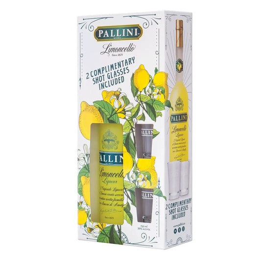 Pallini Limoncello Liqueur with 2 Shot Glasses Gift Pack