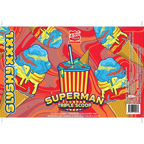 450 North SLUSHY XXXL Superman Triple Scoop Sour