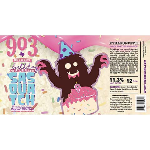 903 Brewers Birthday Xtrafunfetti Sasquatch Flavored Milk Stout