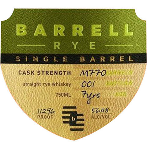 Barrell 7 Year Single Barrel Rye Cask Strength Whiskey
