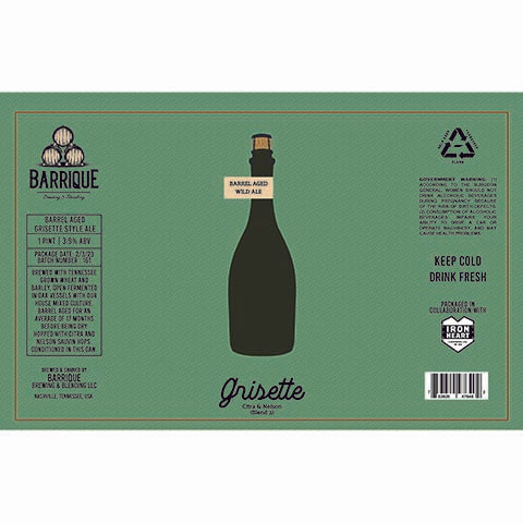 Barrique Grisette Barrel Aged Wild Ale (Blend 2)