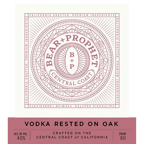 Bear + Prophet Central Coast Rested On Oak Vodka