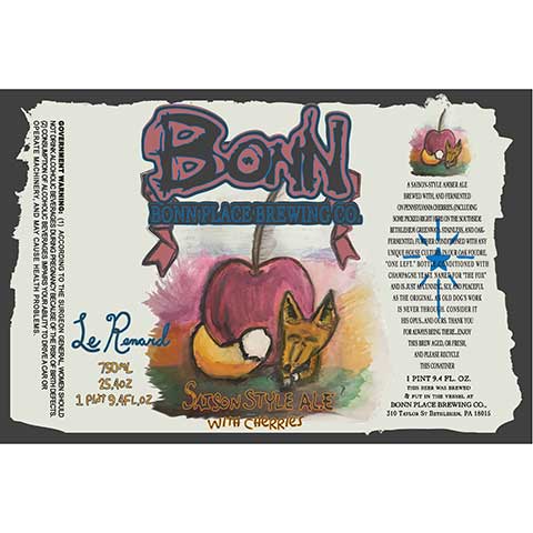 Bonn Place Le Renard Saison Style Ale with Cherries