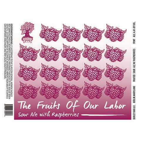Burley Oak The Fruits Of Our Labor Sour Ale (Raspberry) – CraftShack ...
