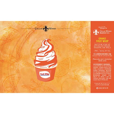 Cellar Works Orange Fruit Whip Smoothie Sour Ale