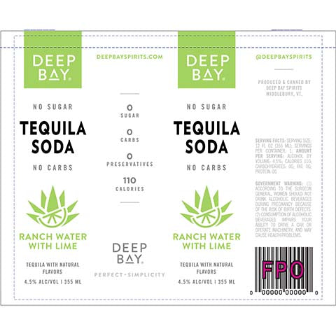 Deep Bay Ranch Water with Lime Tequila Soda