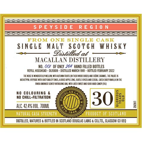 Douglas Laing's Speyside Region Macallan Single Malt Scotch Whisky