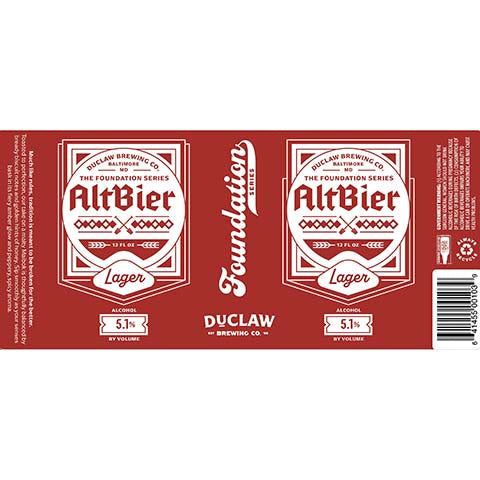 Duclaw The Foundation Series Altbier Lager