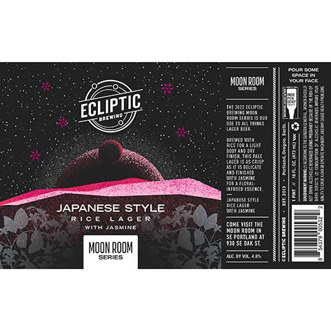 Ecliptic Moon Room Japanese Rice Lager (Jasmine)