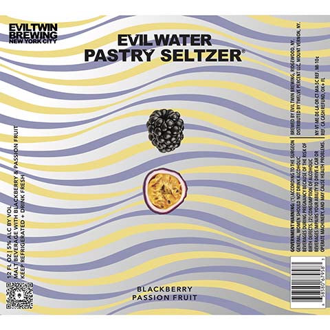 Evil Water Pastry Seltzer (Blackberry, Passion Fruit)