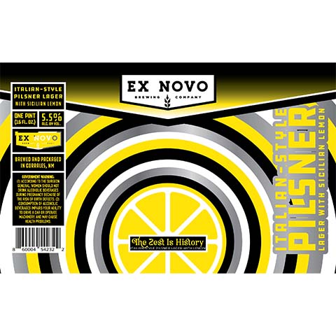 Ex Novo The Zest Is History Pilsner Lager