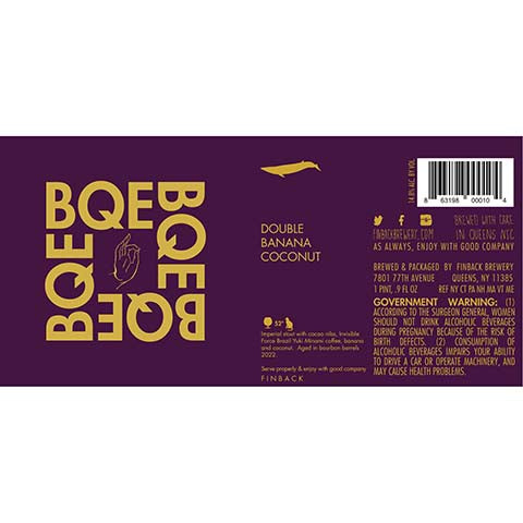 Finback BQE Double Banana Coconut Imperial Stout