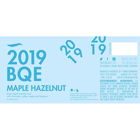 Finback 2019 BQE Maple Hazelnut Barrel Aged Imperial Stout