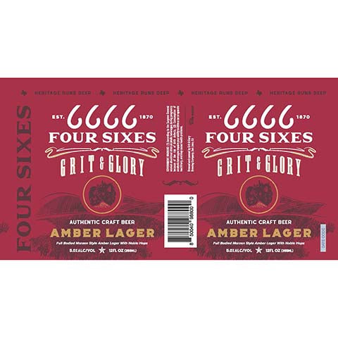 Four Sixes Grit & Glory Amber Lager