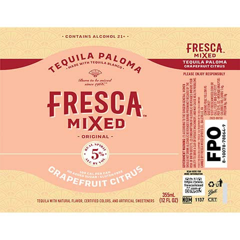 Fresca Mixed Tequila Paloma Grapefruit Citrus