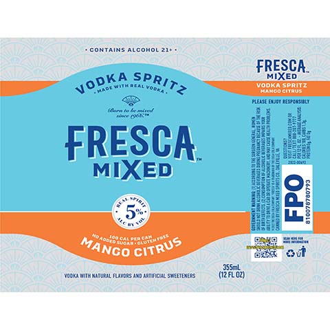 Fresca Mixed Vodka Spritz Mango Citrus