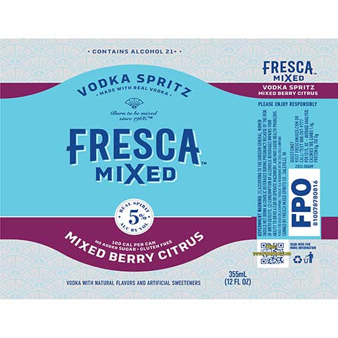 Fresca Mixed Vodka Spritz Mixed Berry Citrus