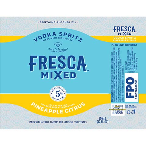 Fresca Mixed Vodka Spritz Pineapple Citrus