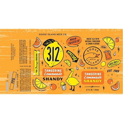 サンシャインスムージー&カクテル Goose Island 312 Tangerine Lemonade Shandy Wheat Ale – CraftShack