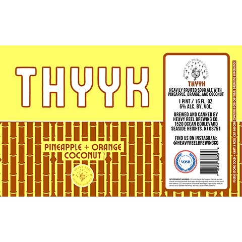 Heavy Reel Thyyk Pineapple + Orange Coconut Sour Ale