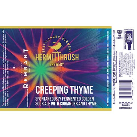 Hermit Thrush Creeping Thyme Golden Sour Ale