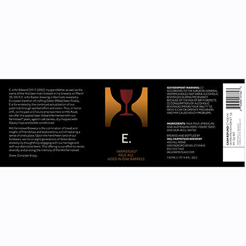 Hill Farmstead E. Age in Oak Barrels Pale Ale