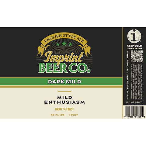 Imprint Beer Mild Enthusiasm Dark Mild Ale