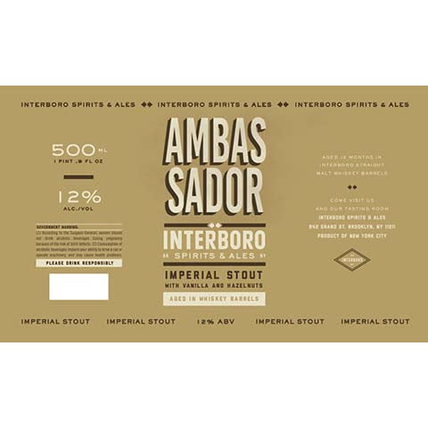 Interboro Ambassador Imperial Stout (Vanilla and Hazelnut)
