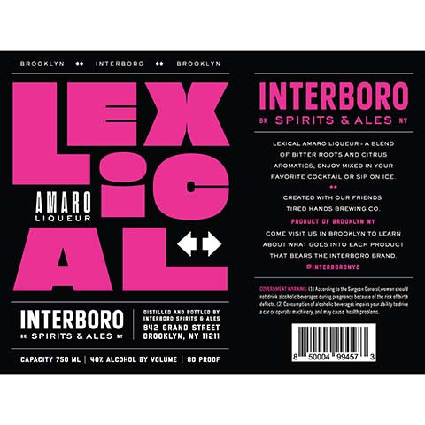 Interboro Lexical Amaro Liqueur