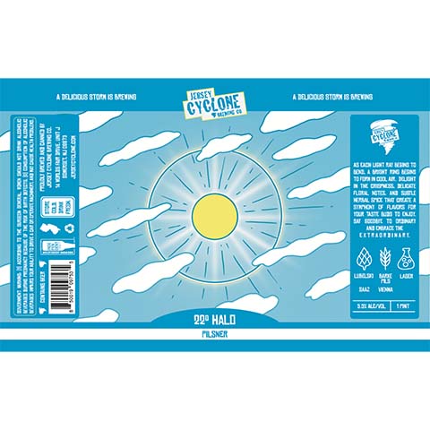 Jersey Cyclone 22° Halo Pilsner