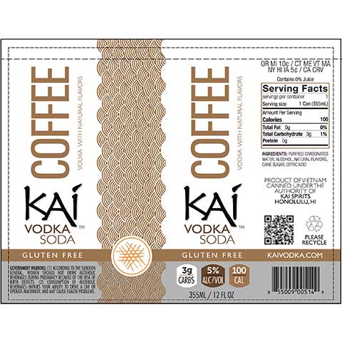 Kai Coffee Vodka Soda – CraftShack - Buy craft beer online.