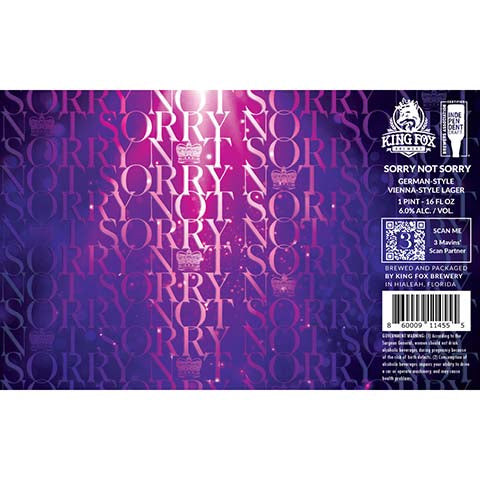 King Fox Sorry Not Sorry Lager