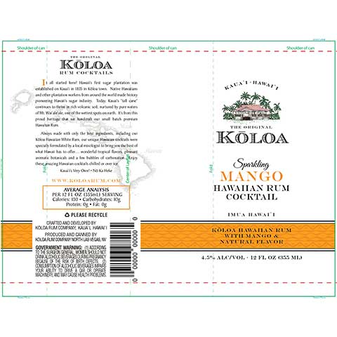 Kōloa Mango Hawaiian Rum Cocktail