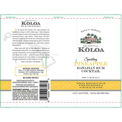 Kōloa Pineapple Hawaiian Rum Cocktail