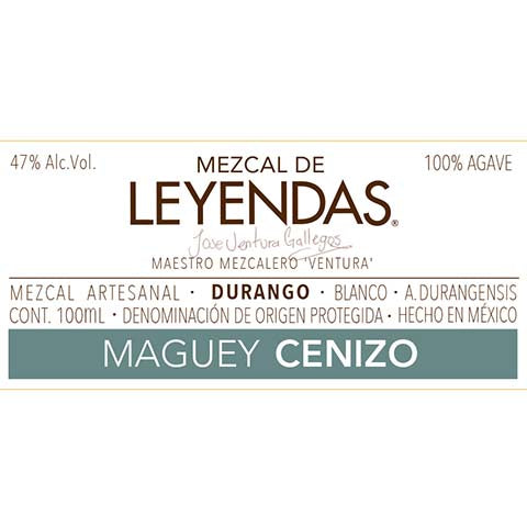 Mezcal de Leyendas Maguey Cenizo