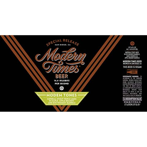 Modern Times Modem Tones Brandy and Rye Whiskey Barrels Imperial Stout