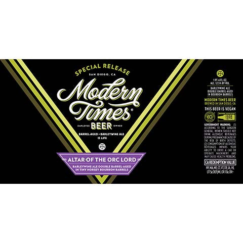 Modern Times Altar Of The Orc Lord Barleywine Ale Double Barrel-Aged