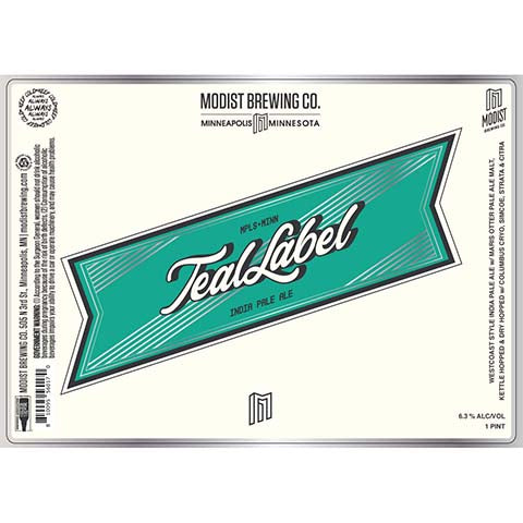 Modist Brewing Teal Label IPA