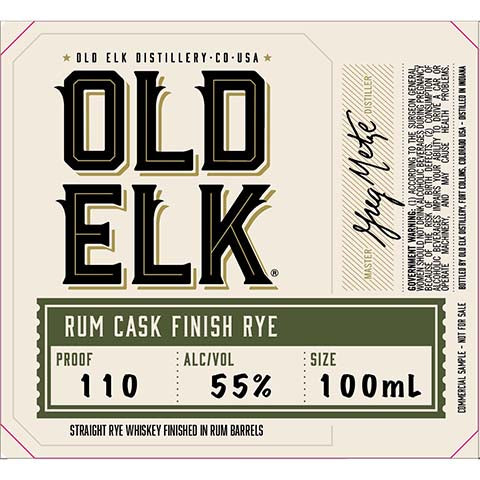 Old Elk Rum Cask Finish Rye Straight Bourbon Whiskey