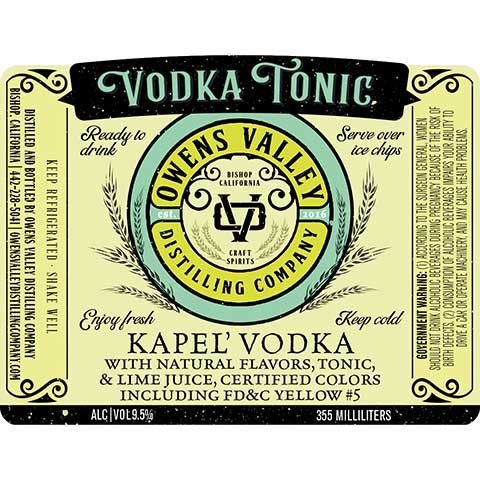 Owens Valley Vodka Tonic – Buy Liquor Online