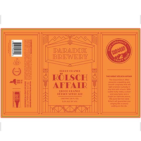 Paradox Brewery The Great Kolsch Affair: Blood Orange Kolsch