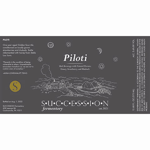 Succession Fermentory Piloti Sour Ale (Strawberry, Rhubarb)