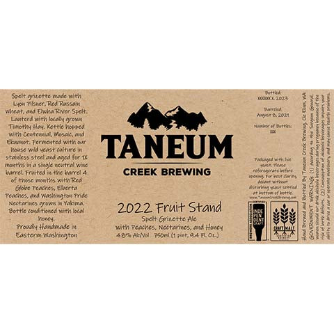 Taneum 2022 Fruit Stand Spelt Grisette Ale