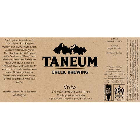Taneum Vista Grisette Ale